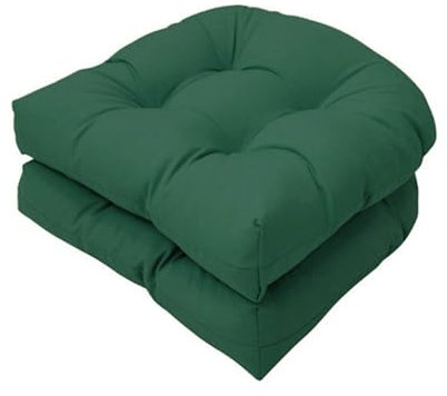 FYHTC U-förmiges Korb Sitzkissen, Terrassen Außenkissen Korb Sitzkissen, 2er-Pack, 48 X 48 cm Weiche Wetterbeständige Terrassen Außenkissen für Garten, Küche, Büro(Dark Green)