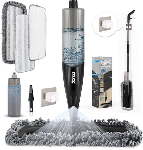 Balai pulvérisateur en Microfibre pour Le Nettoyage des sols secs et humides pour la Cuisine, Les planchers en Bois, Les Carreaux de céramique stratifiés, 360 degrés avec 3 têtes de Balai de Rechange