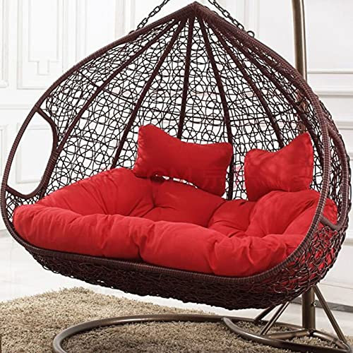 Thickened Double Swing Chair Cushion with Washable Hammock Chair Cushions for 2 Persons Seater Hanging Egg Swing Seat in Garden Red 140x110cm