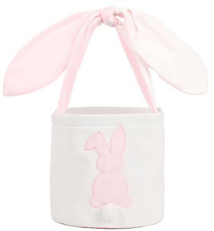 Osterkörbchen Mit Henkel, Osterkorb Kinder Osternest Korb, Ostertasche Hase Mit Ohren Zum Befüllen, Oster Geschenktüten Ostertüten Aufbewahrung Ostergeschenke Ostern Eier Süssigkeit Plätzchen (Rosa)