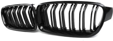MLTLKPPVNG Auto Carbon Faser Glanz Schwarz Doppel Lamellen Front Niere Grill Für 3 Serie F30 F31 F35 2012-2015 2016 2017 2018 Nieren Kühlergrill(Schwarz glänzend)
