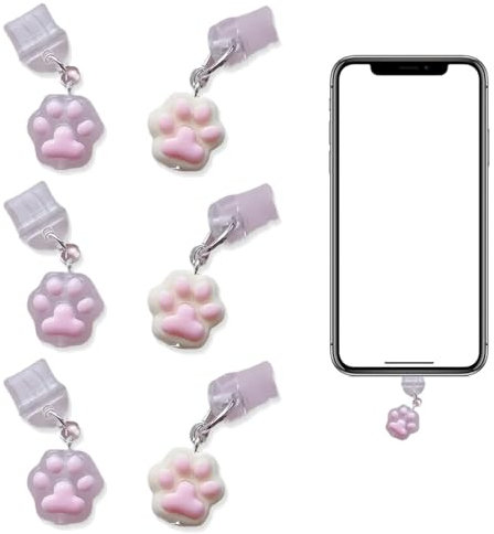 6 Stück Type-C USB Anschluss Staubschutz Stöpsel Mit Katzenkralle Anhängern Mobile Staubschutzstöpsel Kleine Katzenkrallen Handy Anhänger Stecker Anhänger Für Type-C USB Handys