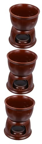 Cabilock 3 Juegos Estufa de cerámica obleas Cacerola Doble Plato Dulces de Cafe Tapa Fuente Olla Hot Pot Olla para Hot Pot Olla hotpot Olla de cerámica Fondue de Chocolate de cerámica Brown