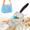 SKIKHN Pelle de Plage en Maille, Tamis À Dents de Requin avec Sac de Plage en Maille, Pelle à Sable pour Enfants pour Ramasser Les Coquillages, Tamis À Sable en Acier Inoxydable pour Garçons et Filles