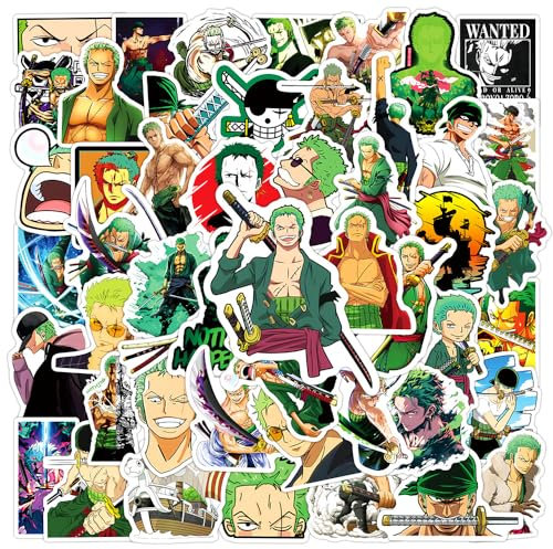 Roronoa Zoro Aufkleber 50Pcs für Koffer, Skateboard, Laptop, Computer, Wasserflaschen, Auto, Teenager, Jungen und Mädchen, wasserfester Aufkleber