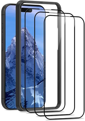 Screen Protector for iPhone 16 Pro 6.3-Inch, Tempered Glass 3D Curved Full Coverage, Anti-Scratch, Touch Sensitive, Easy Installation Tool, Bubble-Free, Ultra HD Saver Shield Film, 3 Pack