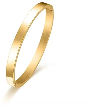 Kritz Damen Armreif Armband Gold oder Silber aus Edelstahl, Glatt oder mit Zirkonia, Starr, Geschenk für Frauen