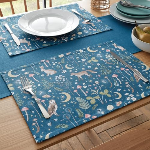 Catherine Lansfield Enchanted Twilight Animals Dining Placemat 4 Pack Navy