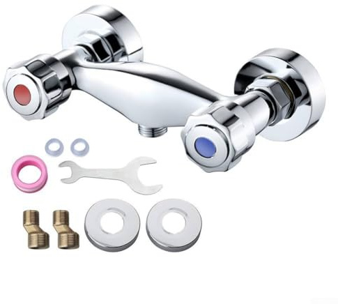 Grifo monomando de ducha con doble mango antirreflujo para baño y cocina, acabado cromado, conexión G1/2, distancia entre agujeros de 150 mm