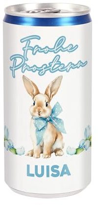 Herz & Heim® City Secco trocken 200 ml weiß zu Ostern - Froh-Secco mit Wunschnamen - Personalisierte Seccodose mit Oster Motiven - Ostergeschenk für Frauen, Freundin, Kollegin (200 ml, Osterschleife)