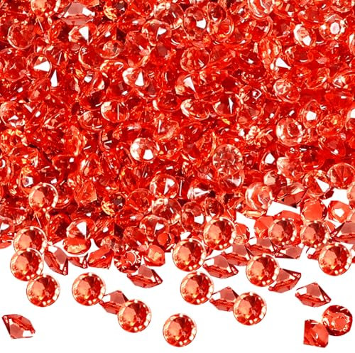 TOAOB 12000Pcs Red Table Scatter Crystals Acrylic Diamonds Rhinestones 3mm for Table Decorations Wedding Decoration Bridal Shower Decoration