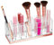 mDesign rangement maquillage pratique – boîte à maquillage déco pour vernis à ongles et rouge à lèvres – présentoir make up à 24 compartiments – transparent et couleur or rouge