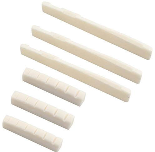 Futheda 6pcs of 3 Sets Real Bone Guitar Bridge Saddle and Nut for 6 String Acoustic Guitar Replacement Parts