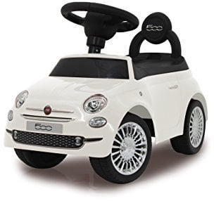 JAMARA 460325 - Rutscher Fiat 500 - offiziell lizenziert, Kofferraum unter der Sitzfläche, Schub- und Haltegriff, verschiedene Sounds, Hupe, originalgetreue Optik, wertige Verarbeitung, weiß