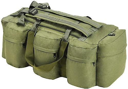 vidaXL Bolso de Lona Estilo Militar 3-en-1 de 90 L Verde Oliva Maleta Mochila