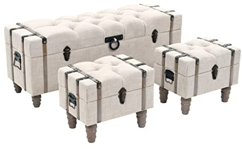 vidaXL Aufbewahrungsbank-Set 3-TLG. Massivholz und Stahl 112x37x45 cm
