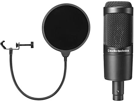 Audio-Technica AT2035 - Microfono a condensatore con funzione renale, incluso McGrey Popkiller, colore: Nero