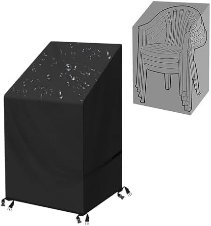 SIRUITON 2-Pack Abdeckung Fuer Gartenstuhl Wasserdichtes Atmungsaktives 420D Oxford für Stapelstühle Abdeckung Gartenstuhl-24 Nutzungsmonate 65x65x80/120cm