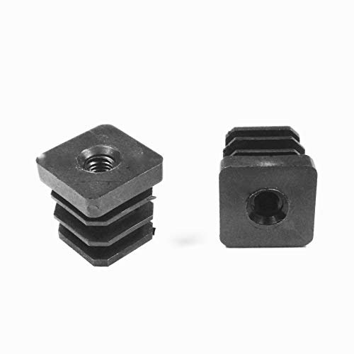 ajile Embout Insert Plastique Carré pour Tube 25 x 25 mm épaisseur 1,0-1,25 mm Fileté Taraudé Diamètre 8 mm (M8) - Sachet de 10 pièces - EFD825x10-FBA