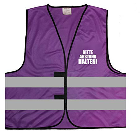 Warnweste - Signalweste - Bitte Abstand HALTEN - Warnweste mit Aufdruck - Größe L/XL, Lila