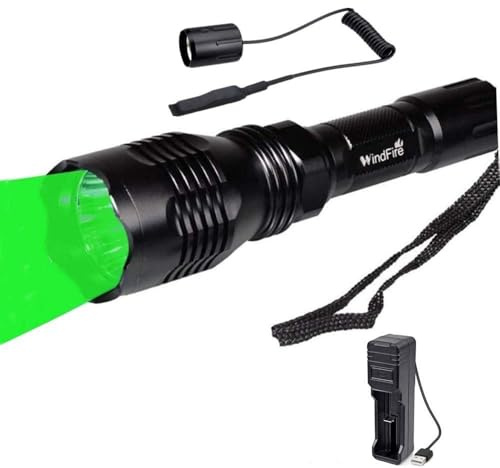 350 Yards Green Hunting Torch, Waterproof with Remote Pressure Switch | 30000 Lumen Green Hunting Torch, 350 Yards Waterproof Tactical Predator Light for Coyote Hog with Remote Pressure Switch