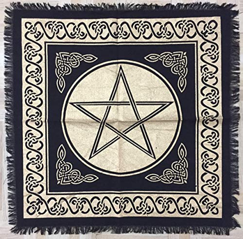 Indian Consigners Pentagrammstern Altar Tuch Hexerei Hexerei Tischdecke Ändern Heilig Tischtuch Spirituell Buchstabieren 18 (Pentagramm Gold Silber)