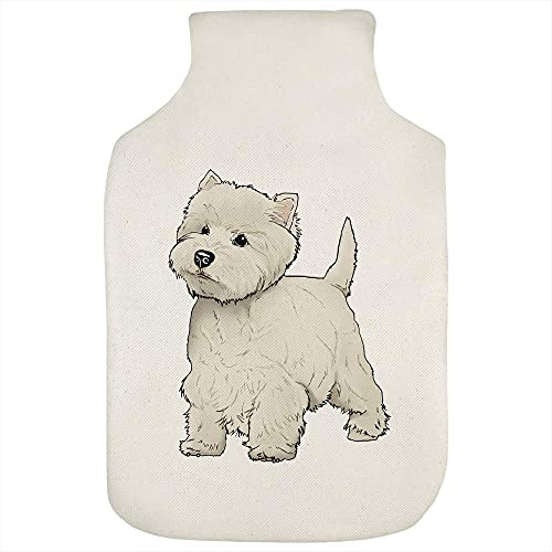 Azeeda 'Westie Dog' Hot Water Bottle Cover (HW00019322) | West Highland White Terrier Cute - Soft Fabric Case for Bedtime, Winter Warmth, Home and Gifts