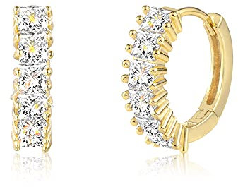 ALEXCRAFT Chunky Creolen Gold 14K Ohrringe Gold Goldene Ohrringe Damen Hypoallergen Cubic Zirkonia Hoop Earrings 16mm