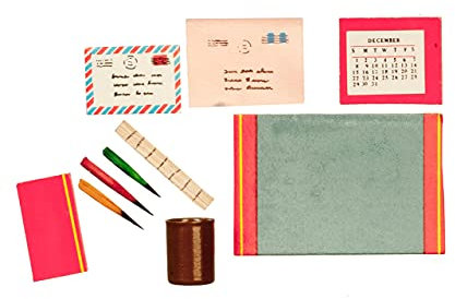 Melody Jane Puppen Haus Büro Schreiben Set Miniatur Modern Büro Schule Zubehör 1:12