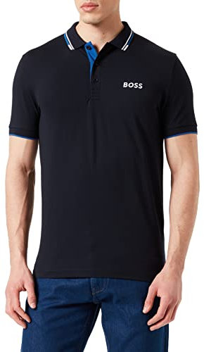BOSS Hommes Paddy Polo en piqué de Coton avec col et Poignets rayés