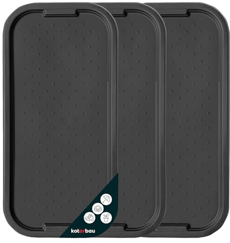 KOTARBAU® 3 x Bandejas de goteo para zapatos, 79 x 39 cm, Color negro, Bases escurridoras, Bandeja con borde elevado para secar calzado, Posazapatos, 3 UNIDADES