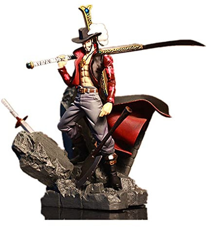 WANSHI One Piece Luffy Figur Dracule Mihawk, 15 cm PVC Actionfigur, Anime Figurine