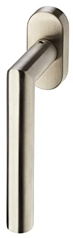 Fenstergriff WILMA Edelstahl gebürstet Fensterolive L-Form auf Oval-Rosette Drehkipp-Rasterolive ohne Schließzylinder 1 Stück - Fensterbeschlag mit Rasterung von Sotech