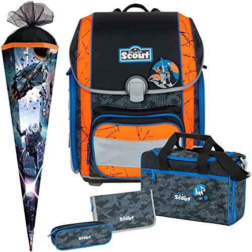 Generisch Star Commander - Raumschiff - Scout Genius mit Funny Snaps® Schulranzen-Set 5tlg. - SCHULTÜTE GRATIS DAZU