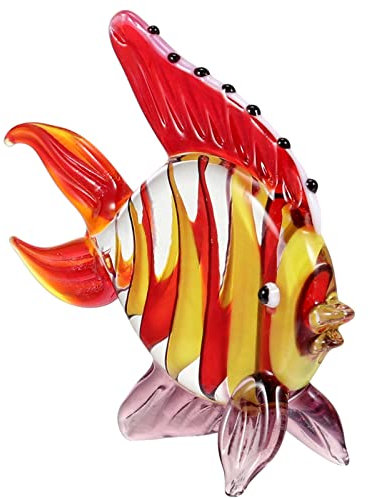 LIFKOME Figuras de cristal tropicales de peces adornos coleccionables, figura de animales de mar de vidrio para pecera, escultura de peces de vidrio vívido para acuario, decoración del hogar