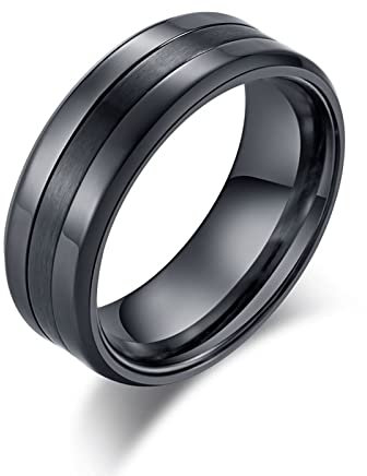 Freundschaftsringe Titan Carbon, Damenring 62 Schwarz Einfach und Stilvoll Schmuck Geschenk