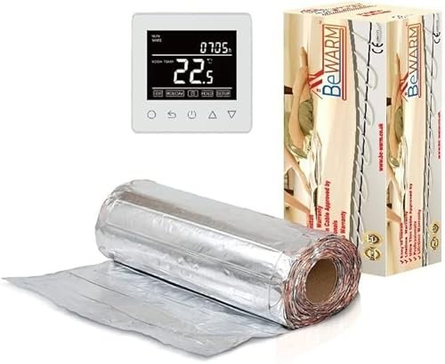 BeWarm Electric Underfloor Heating Mat Kit for Laminate or Wood Flooring (24m2, Smart White WiFi Thermostat)