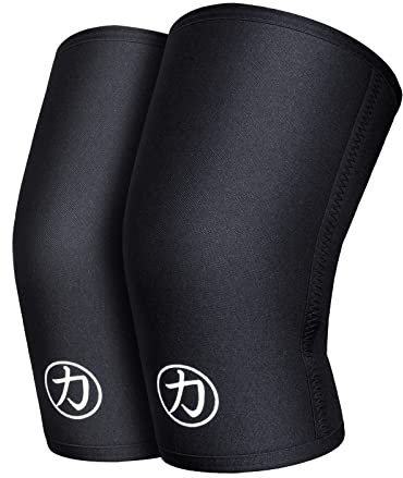 Strength Shop Ginocchiere uomo e donna in neoprene 7 mm, 1 paio (XS), Colore: Nero, ginocchiere palestra IPF approved resistenti agli strappi, ginocchiere powerlifting, ecc.