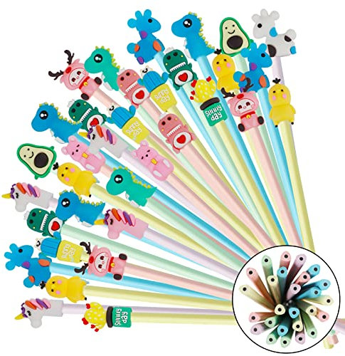 Bomtop 32 Pezzi Matite Ergonomiche Triangolari per Bambini, Topper per Matite, Gadget Compleanno e Regalini Fine Festa per Natale