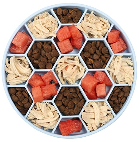 Pomurom Slow Feeder Dog Bowl - Silicone Slow Feeder Dog Bowl With Hexagonal Honeycomb - Preventing Choking Healthy Design Dogs Bowl For Large Breed/Medium Sized Dog/Small Breed