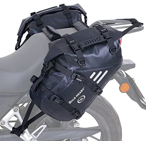 WILD HEART Motorrad-Satteltaschen, wasserdicht, 36 l (18 l x 2), Motorrad-Seitensatteltaschen, Gepäckträgertasche, Kofferraum, Motorradzubehör (schwarz)