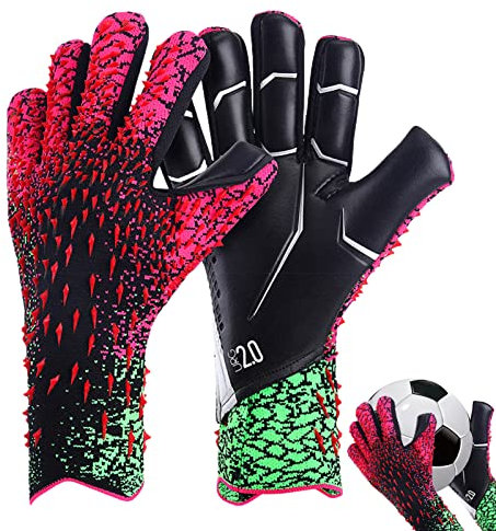 Virtcooy Kinder Fußball Torwarthandschuhe, rutschfeste Fußball Torwarthandschuhe, Vollfinger Handschutz, Kinder Fußballhandschuhe, Für Training Und Spiel, Größe 6/7/8/9/10, 7 Meter