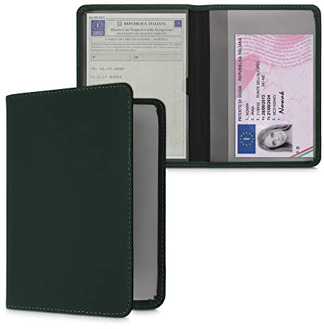kwmobile Custodia Pelle Nabuk per Libretto Circolazione Auto - Cover Portalibretto con Scomparti per Tessere Patente - Foderina Porta Documenti petrolio