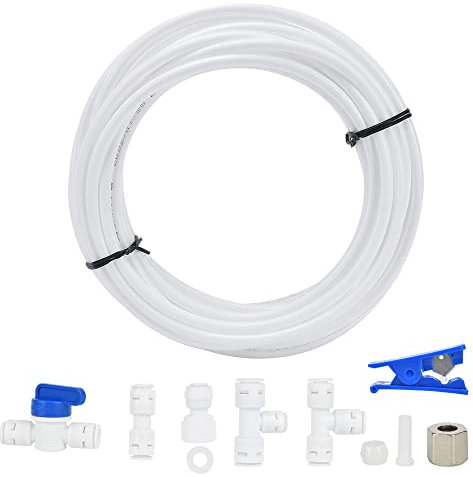 Refrigerator Water Line Kit, CNAODUN Ice Maker Water Line Kit with 1/4 OD 39.4ft Water Line Reverse Osmosis Quick Connect Fittings Push To Connect Water Tube Fittings for Fridge Ice Maker