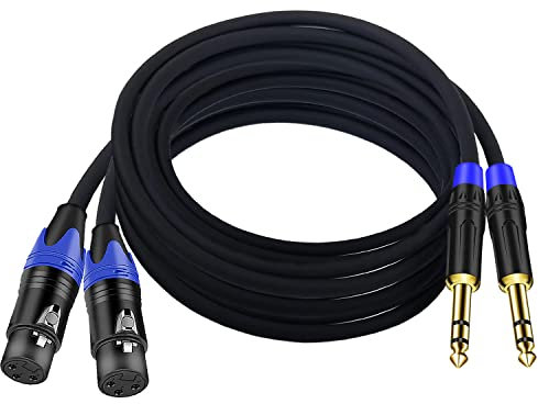 Seefeful Female XLR to 1/4 Inch (6.35mm) TS Mono Jack Microphone Cable, Unbalanced 3 Pin XLR Female to Quarter inch TS Plug Mic Cord for Dynamic Microphone - (10 feet-2Pack)