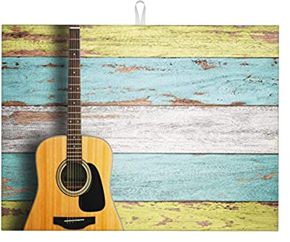 Nizza Geschirr-Abtropfmatte mit Gitarren-Motiv, wendbar, saugfähig, waschbar, Mikrofaser, Abtropfmatte für Küchentheke, 45,7 x 61 cm