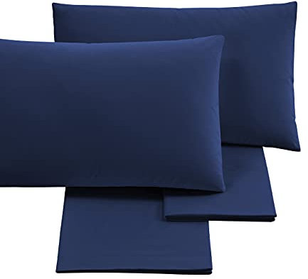 Puraluna Bettwäsche-Set für Doppelbett, lang (160 x 200 cm), hergestellt in Italien (Marineblau, 160 x 200 cm H30)