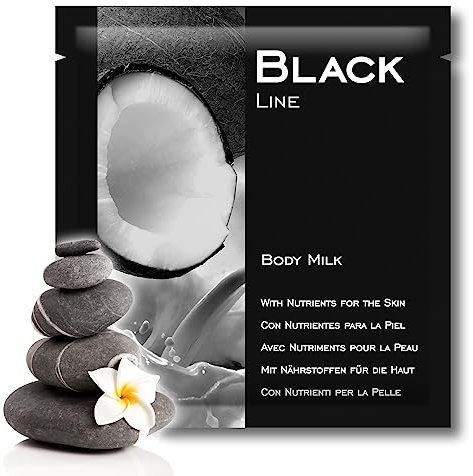 GPQ - Body Milk BLACK Line | 400 Und. x 8 Gr. | 96% Natural Origin | Amenities con Nutrientes para la Piel, Sin Parabenos | Para Hotel, Casa Rural, Camping, B&B, Crucero | Made in Spain