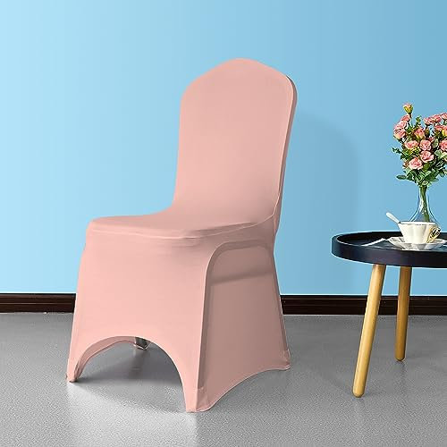 WedDecor Lot de 25 housses de chaise en élasthanne en tissu extensible, amovible et lavable pour mariage, banquet, cérémonie, hôtel, salle à manger, fête, or rose, Standard, Rose Gold