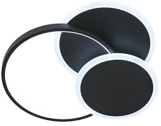 Fischer & Honsel Deckenleuchte, Tomo | sandschwarz| L: 40 cm, B: 39,5 cm, A: 7 cm| mit Fernbedienung stufenlos dimmbar| Farbtemperatureinstellung| 1x LED 31 Watt 2700/4000 K | 3700 lm| EEG: F